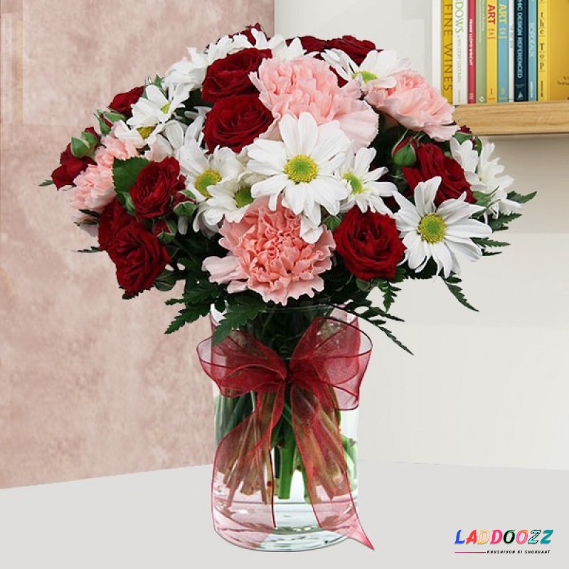 Mixed flowers bunches with carnations